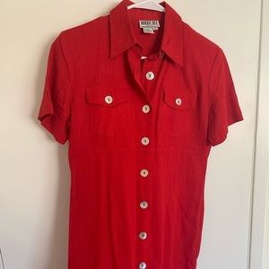 Robbie Bee Red Petite Shirt Dress